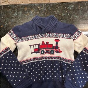 Janie and Jack Train Shawl Pullover Sweater